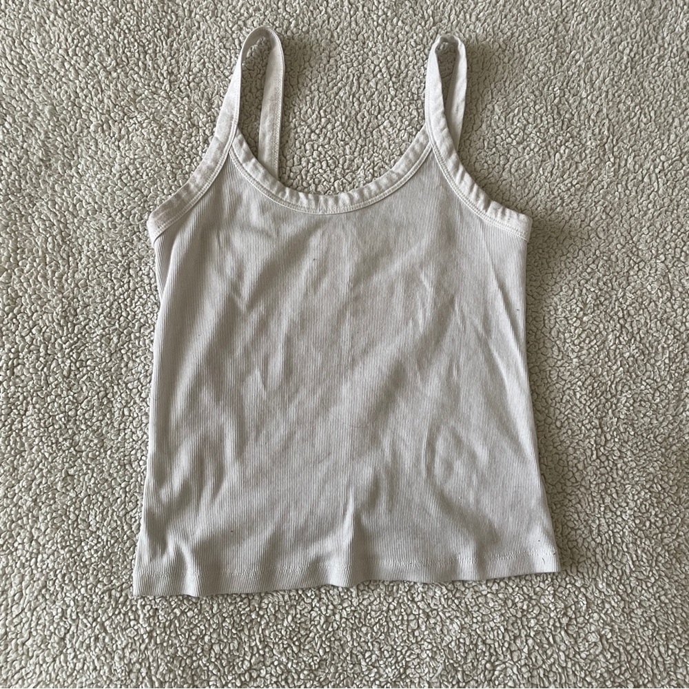 White Ribbed Tank Top